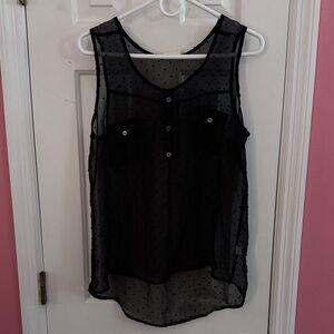 3/$20 Black Sheer Sleeveless Polka Dot Top